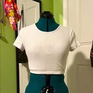 No Boundaries White Ribbed Crop Top